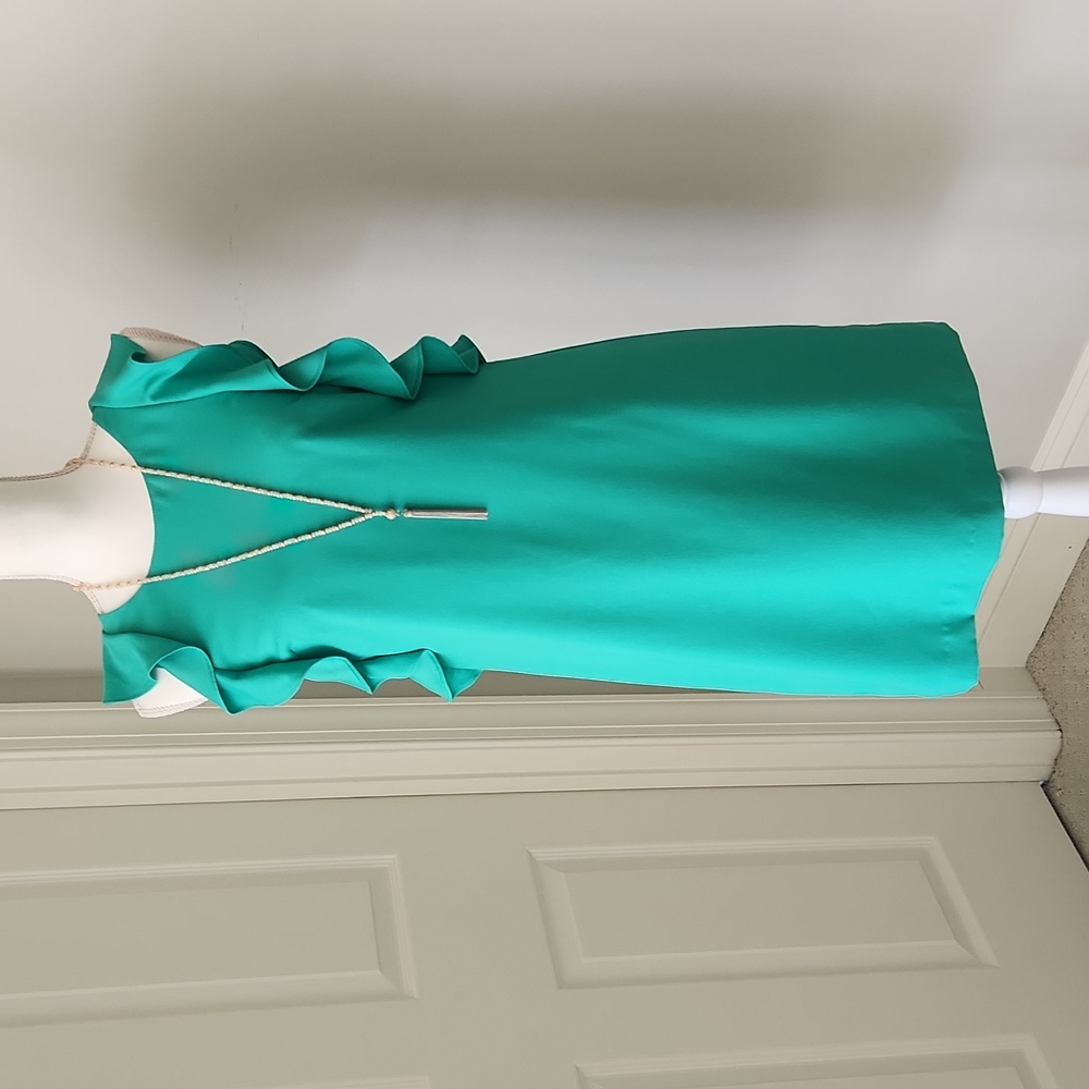 Banana Republic Ruffle Sleeveless Summer Dress, Green, Size 2